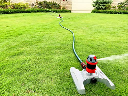 Eden 96122 Metal Adjustable 6-Pattern Mobile Rotary Gear Drive Garden Sprinkler for Yard W/Quick Connect Starter Set, Waters up to 80 ft. in Diameter - Image 5