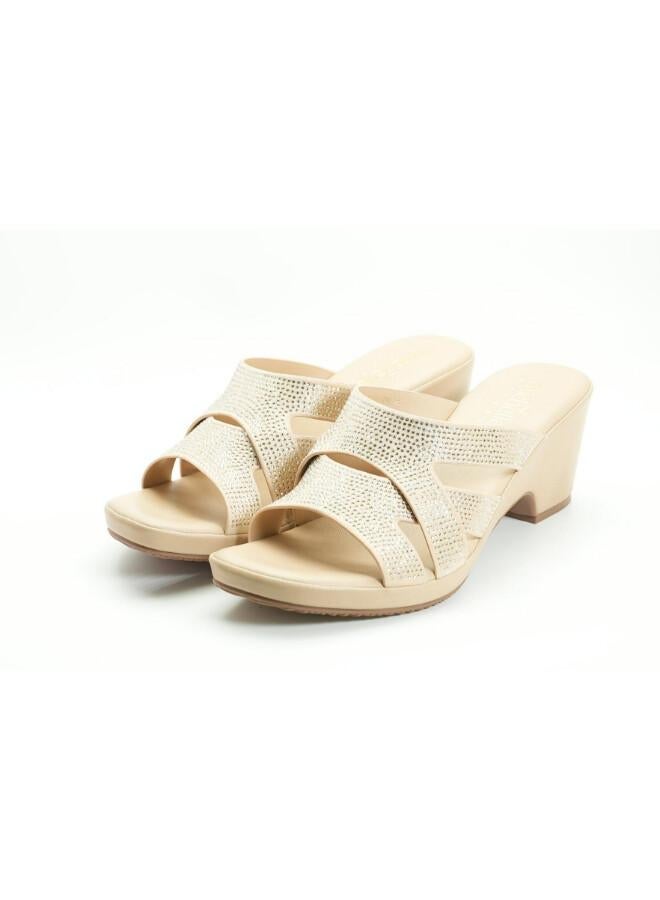 Michelle Morgan 092-3073 Michelle Morgan Women's Embellished Multi-Strap Block Heel Sandals 514RJ21G Beige - Image 3