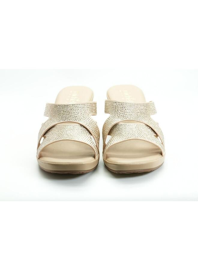 Michelle Morgan 092-3073 Michelle Morgan Women's Embellished Multi-Strap Block Heel Sandals 514RJ21G Beige - Image 5