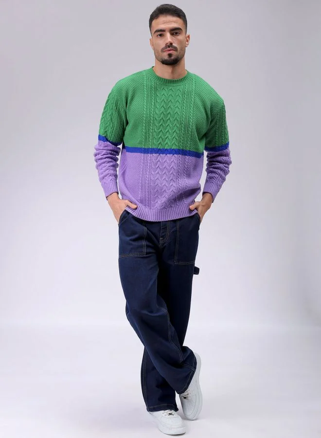 The Indian Garage Co Men Relaxed Fit Colourblocked High Neck Sweater