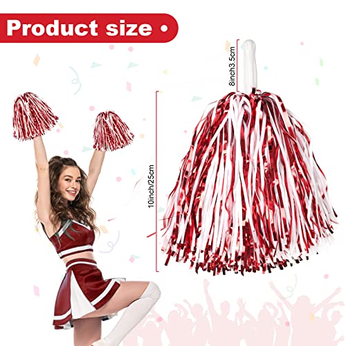 DILIBRA 24 Pcs Metallic Cheerleading Pom Poms Cheerleaders Cheer Pom Poms with Baton Handle Cheering Squad Hand Flower for Adults Kids Team Spirit Sports Game Dancing Party - Image 3