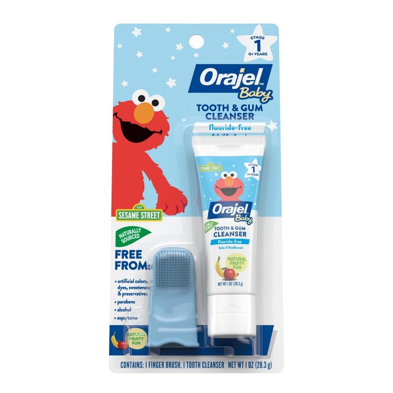Orajel Baby Elmo Tooth Gum Cleanser FluorideFree 1 Finger brush 1 Toothpaste 1oz 1 Pediatrician Recommended FluorideFree Toothpaste - Image 1
