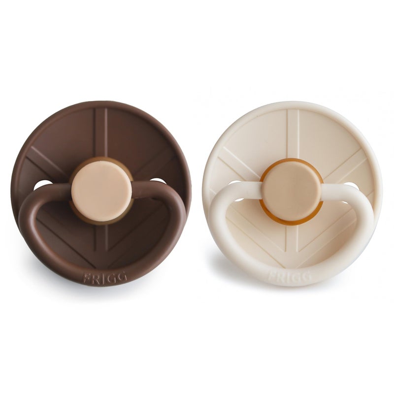 FRIGG Little Viking Natural Rubber Baby Pacifier 2-Pack | Made in Denmark | BPA-Free (Cocoa/Cream, 6-18 Months) - Image 2