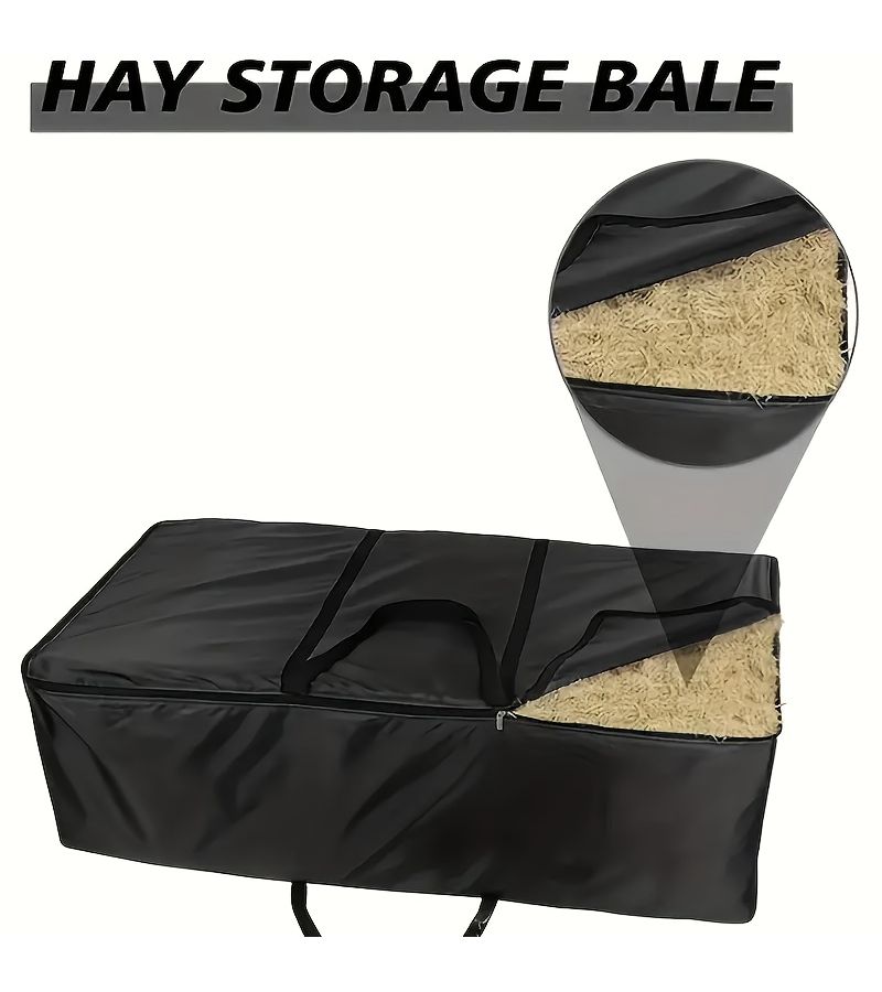 Black 45x14x23 Inch High Capacity Hay Bag for Horses Cattle Goats - Image 4
