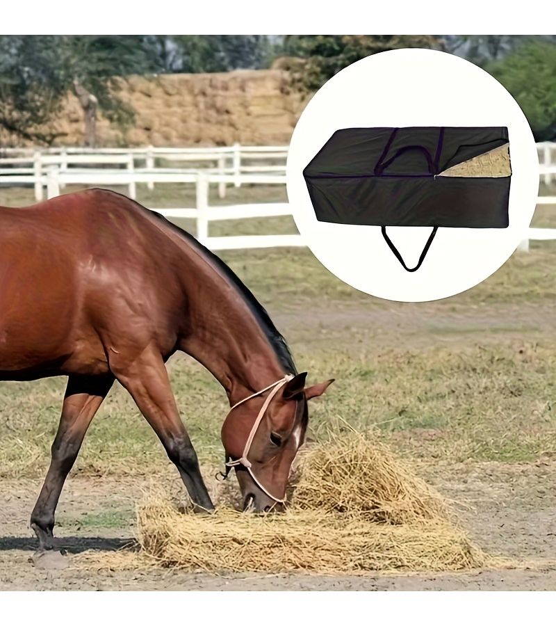 Black 45x14x23 Inch High Capacity Hay Bag for Horses Cattle Goats - Image 2