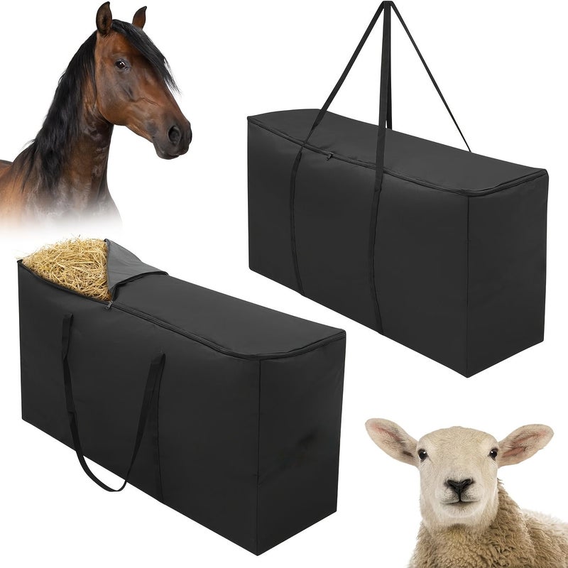 Black 45x14x23 Inch High Capacity Hay Bag for Horses Cattle Goats - Image 5
