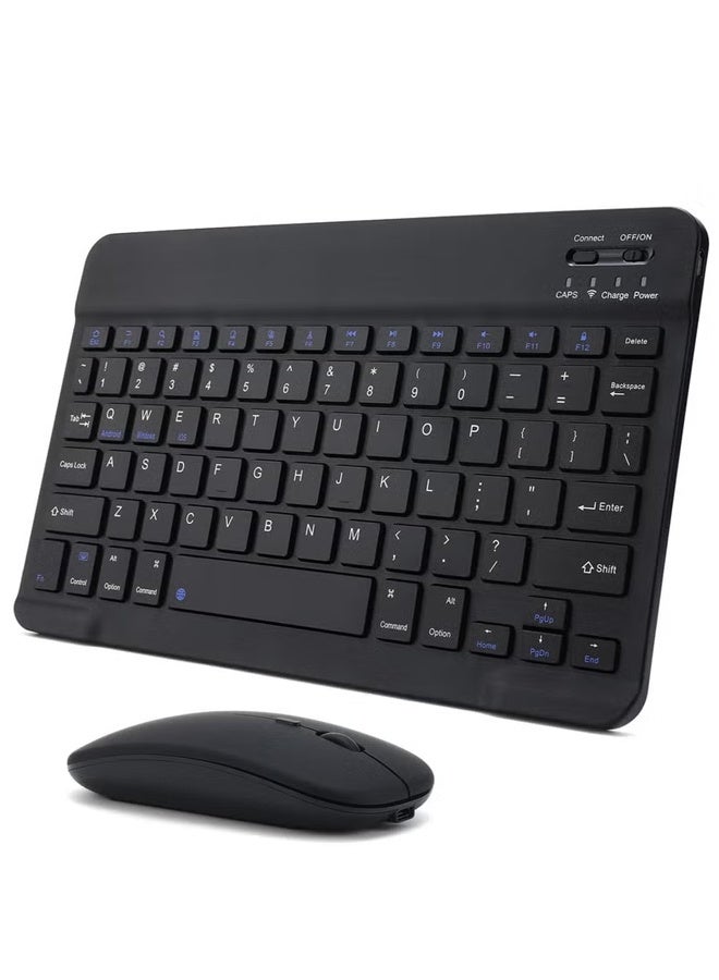 Rechargeable Bluetooth Keyboard and Mouse Combo Portable Compact Wireless Mouse Keyboard Set for Android Windows Tablet Cell Phone iPhone iPad Pro Air Mini, iPad OS/iOS 13 and above (Black) ﻿ - Image 1