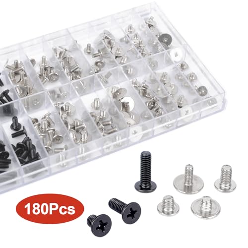 QTEATAK 180Pcs Computer Screws Assortment Kit, Black CM and Nickel-Plated Phillips Machine Screws Set with Flat Round Head for PC Case, Motherboard, and Electronic Repairs - Image 4