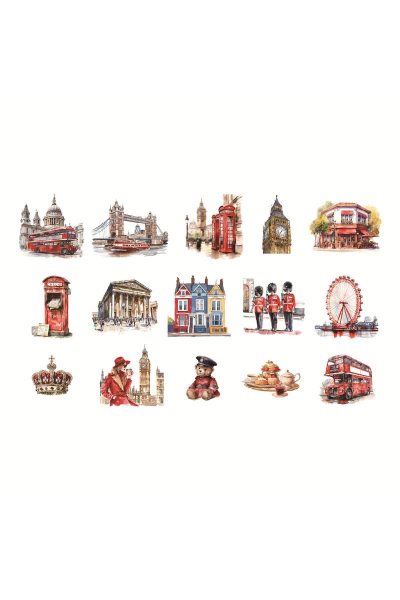 مجموعة من 30 قطعة من مجسمات عتيقة رومانسية كلاسيكية بريطانية لمعالم معمارية بريطانية شهيرة، مثل ساعة بيغ بن في لندن، مصنوعة من مادة البولي إيثيلين تيريفثالات المقاومة للماء.