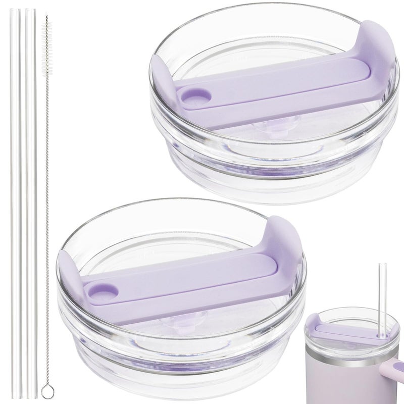 40Oz Tumbler Lid: Food-Grade BPA-Free Silicone, Perfect Fit For Stanley Quencher 2.0, Ice-Resistant Spill-Proof, Dishwasher Safe, With 2 Lids 2 Straws 1 Brush For Travel Automotive Use - Image 1