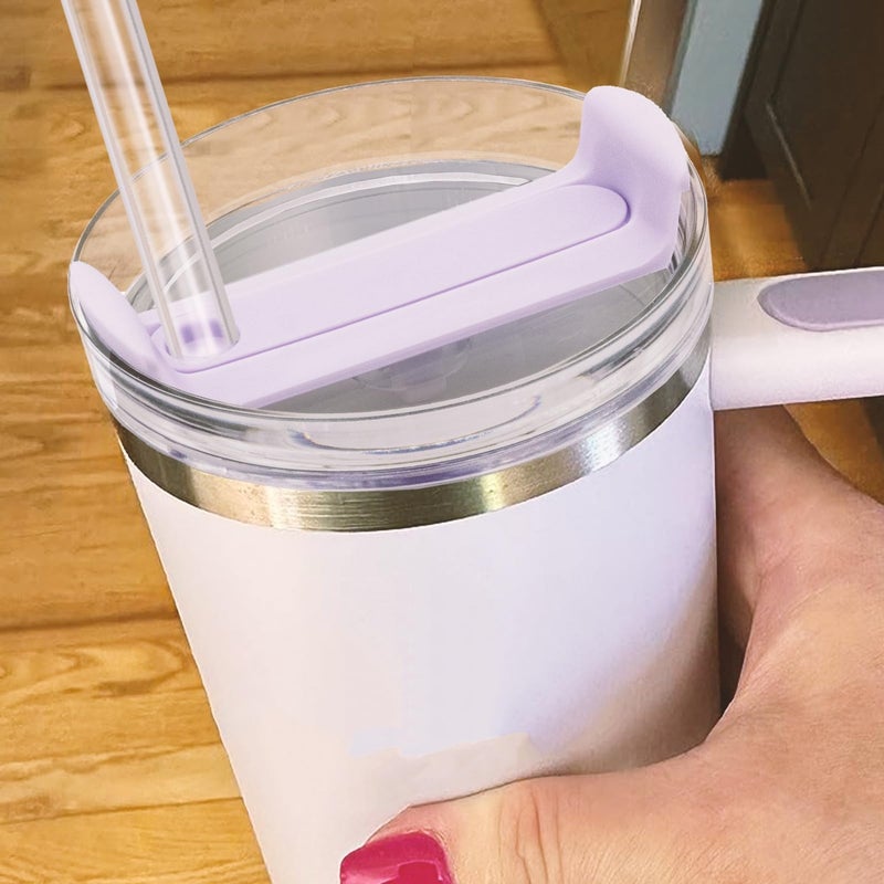 40Oz Tumbler Lid: Food-Grade BPA-Free Silicone, Perfect Fit For Stanley Quencher 2.0, Ice-Resistant Spill-Proof, Dishwasher Safe, With 2 Lids 2 Straws 1 Brush For Travel Automotive Use - Image 5