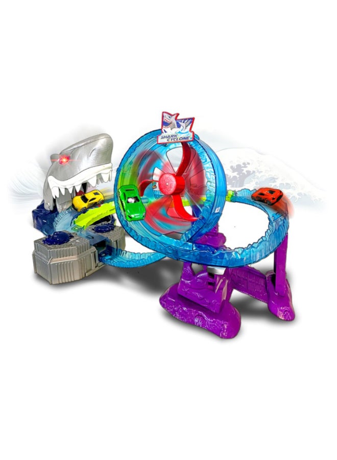 Dickie Item 203338002-Dickie Toys - White Shark Car Race Track (50 x 55 x 32 cm) Including Metal Toy Car - Motorised Shark Highway with Looping, Light and Sound, Toy for Children from 3 Years. - Image 2