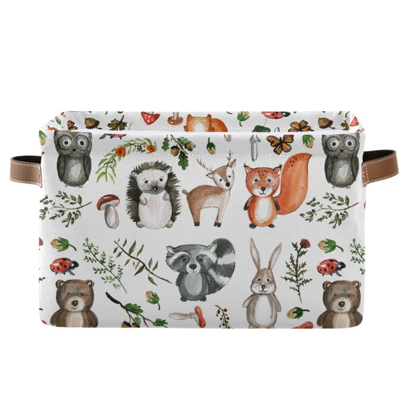 senya Storage Bin Basket 1 pcs Large Foldable Clothes Bag Collapsible Fabric Laundry Hamper Folding Washing Bin RectangleCute Woodland Animals