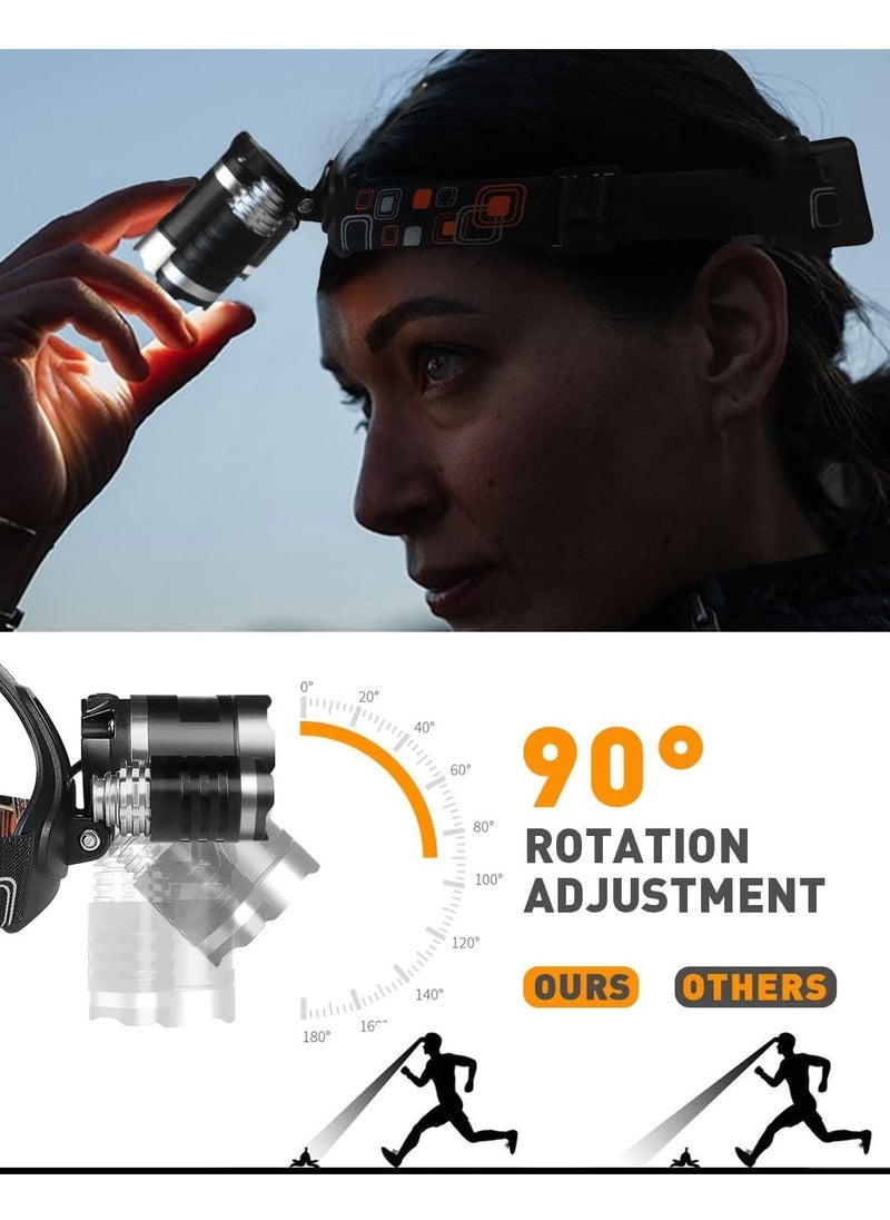 Generic - Led Head Torch, Rechargeable Led Headlamp with 3 Lights 4 Modes Head Torches, Super Bright Waterproof Hands-Free LED Head Lamp for Camping, Fishing, Hiking, Jogging, Running, Cycling - Image 1
