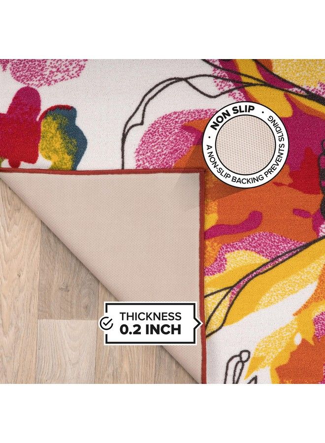 Rugshop سجادة منطقة حديثة مزهرة مضادة للانزلاق 2' X 7' (22" X 84") متعددة الألوان - Image 5
