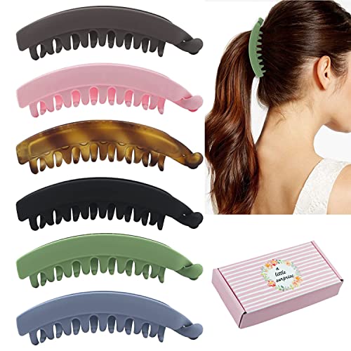 BIRDWARE Imported Rubber Acrylic Stone Big-Size Banana Hair Clips for Women (Multicolour) - 6 Pcs - Image 1