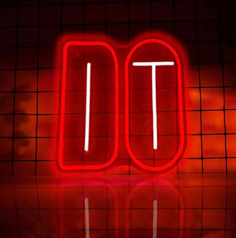 THE PARTY PLANET DO IT Neon Lights for Bedroom Wall Sign Motto Led Neon Signs Bar Letter Do It Neon Signs for Wall Decor Sign Words Neon Silicone Tube Words Acrylic Room Decor Bar Decor Signs 12x13 Inch  - Image 2