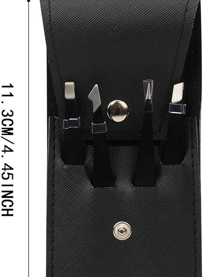 Black Stainless Steel Tweezers Set For Facial Hair Eyebrow Splinter Blackhead Removal - Image 2