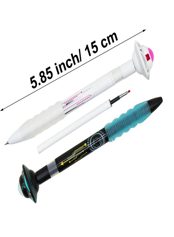 Maydahui 8 Pcs Cool Stellar Wanderer Pens Retractable Galaxy UFO Flying Saucer Style Gel Pen 0.5mm CS Nib Black Ink for Outer Space Lovers School Office Party Favors - Image 2