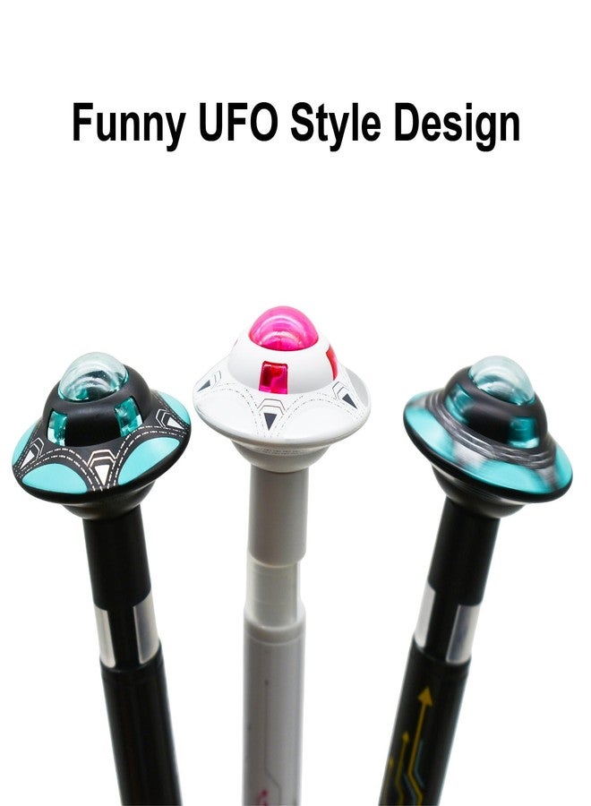Maydahui 8 Pcs Cool Stellar Wanderer Pens Retractable Galaxy UFO Flying Saucer Style Gel Pen 0.5mm CS Nib Black Ink for Outer Space Lovers School Office Party Favors - Image 4