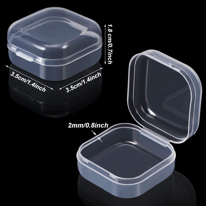 Jetec 6 Pieces Mini Plastic Clear Beads Storage Containers Box for Collecting Small Items, Beads, Jewelry, Business Cards, Game Pieces, Crafts (1.4 x 1.4 x 0.7 Inch) - Image 2