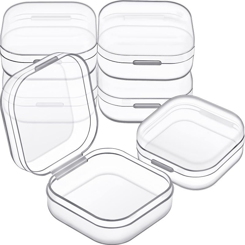 Jetec 6 Pieces Mini Plastic Clear Beads Storage Containers Box for Collecting Small Items, Beads, Jewelry, Business Cards, Game Pieces, Crafts (1.4 x 1.4 x 0.7 Inch) - Image 1