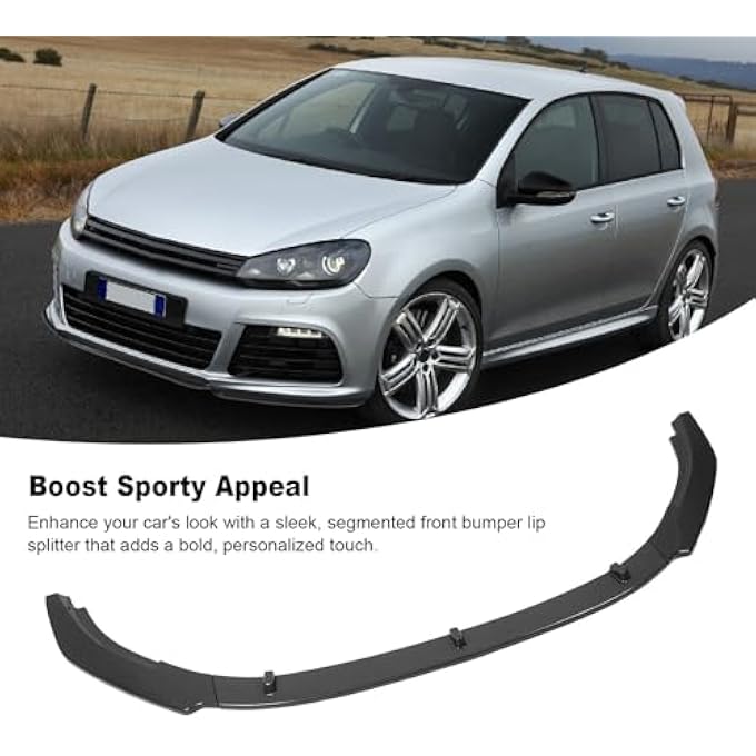 Luocute 3pcs Front Bumper Lip Splitter Kits, High Strength ABS Bumper Lip Spoiler Diffuser, Replacement for MK6 R20 R 2008-2013 (Carbon Fiber Pattern) - Image 4