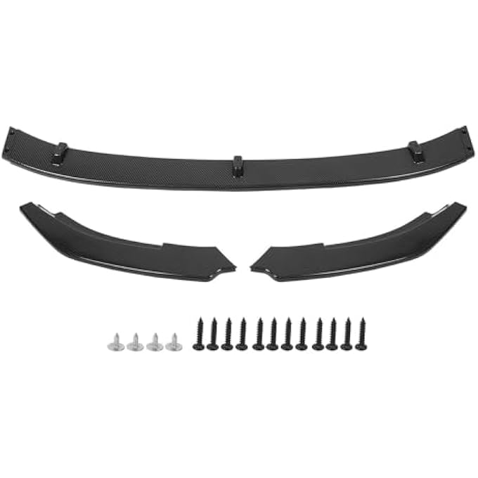 Luocute 3pcs Front Bumper Lip Splitter Kits, High Strength ABS Bumper Lip Spoiler Diffuser, Replacement for MK6 R20 R 2008-2013 (Carbon Fiber Pattern) - Image 1