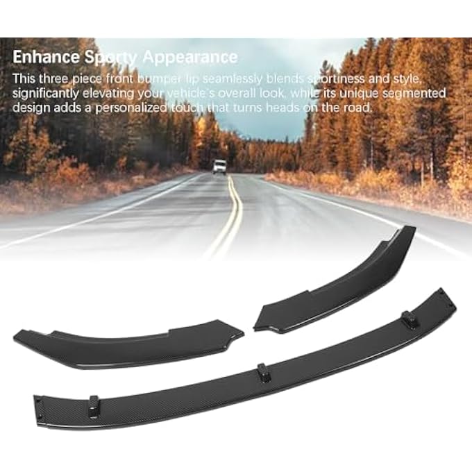 Luocute 3pcs Front Bumper Lip Splitter Kits, High Strength ABS Bumper Lip Spoiler Diffuser, Replacement for MK6 R20 R 2008-2013 (Carbon Fiber Pattern) - Image 5