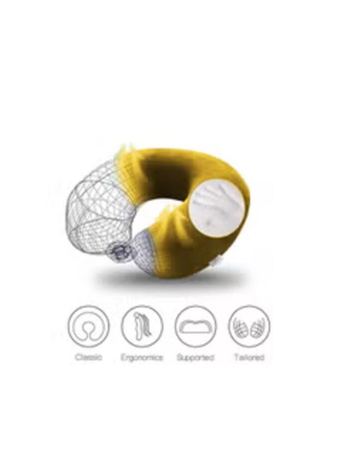 House One Velvet Neck and Travel Pillow 30x25x10 cm - Gold  - Image 2