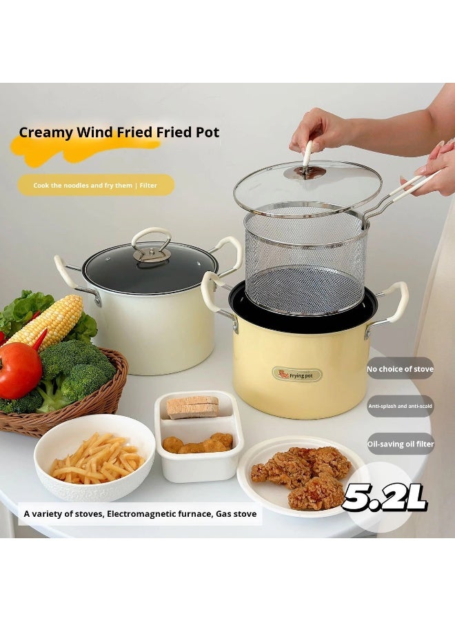 قلاية عميقة منزلية سعة 5.2 لتر – مصنوعة من الحديد غير اللاصق، مزودة بسلة شبكية من الستانلس ستيل 304، مثالية لقلي البطاطس والدجاج والعجائن، تصميم آمن مقاوم للانزلاق، تسخين سريع وتوزيع حرارة متساوٍ، سهلة التنظيف وصيانة طويلة الأمد، مثالية للمنازل والمطاعم، مع تعليمات أمان ضد الانسكاب والحرارة الزائدة، مقبض مقاوم للحرارة، هيكل قوي بوزن 1.5 كجم، أبعاد 30.5×26×20.5 سم، مناسبة لجميع أنواع المقالي والمطابخ، قلاية احترافية منزلية صحية، غير لاصقة وسهلة الاستخدام - Image 3