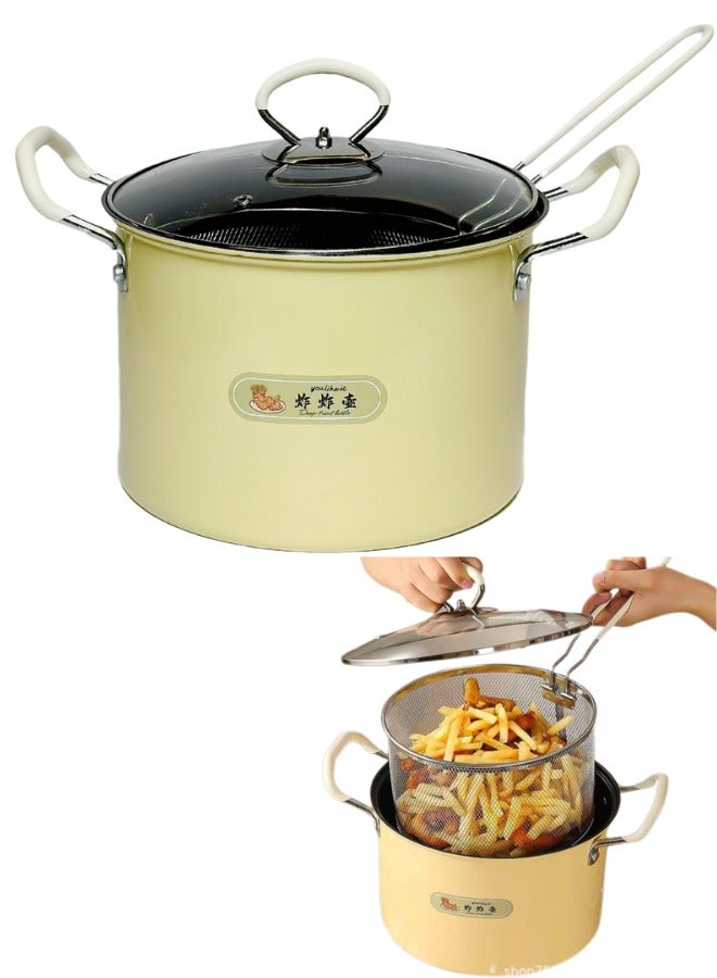 قلاية عميقة منزلية سعة 5.2 لتر – مصنوعة من الحديد غير اللاصق، مزودة بسلة شبكية من الستانلس ستيل 304، مثالية لقلي البطاطس والدجاج والعجائن، تصميم آمن مقاوم للانزلاق، تسخين سريع وتوزيع حرارة متساوٍ، سهلة التنظيف وصيانة طويلة الأمد، مثالية للمنازل والمطاعم، مع تعليمات أمان ضد الانسكاب والحرارة الزائدة، مقبض مقاوم للحرارة، هيكل قوي بوزن 1.5 كجم، أبعاد 30.5×26×20.5 سم، مناسبة لجميع أنواع المقالي والمطابخ، قلاية احترافية منزلية صحية، غير لاصقة وسهلة الاستخدام - Image 1