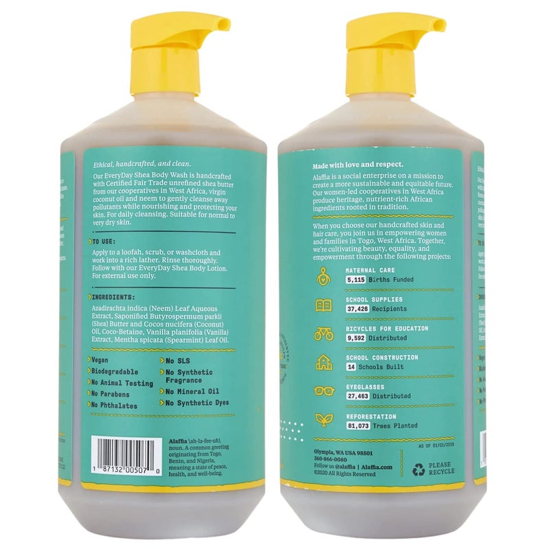 Alaffia EveryDay Shea Body Wash - Naturally Helps Moisturize and Cleanse without Stripping Natural Oils with Shea Butter, Neem, and Coconut Oil, Fair Trade Vanilla Mint, 32 Fl Oz - Image 2