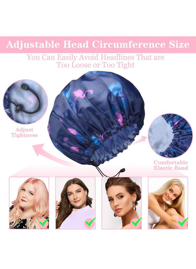 WINSTECK - 3 Pack Extra Large Double Layer Adjustable Shower Caps For Women, Waterproof Exterior & Eva Lining, Oversized Design For All Hair Lengths - Image 1