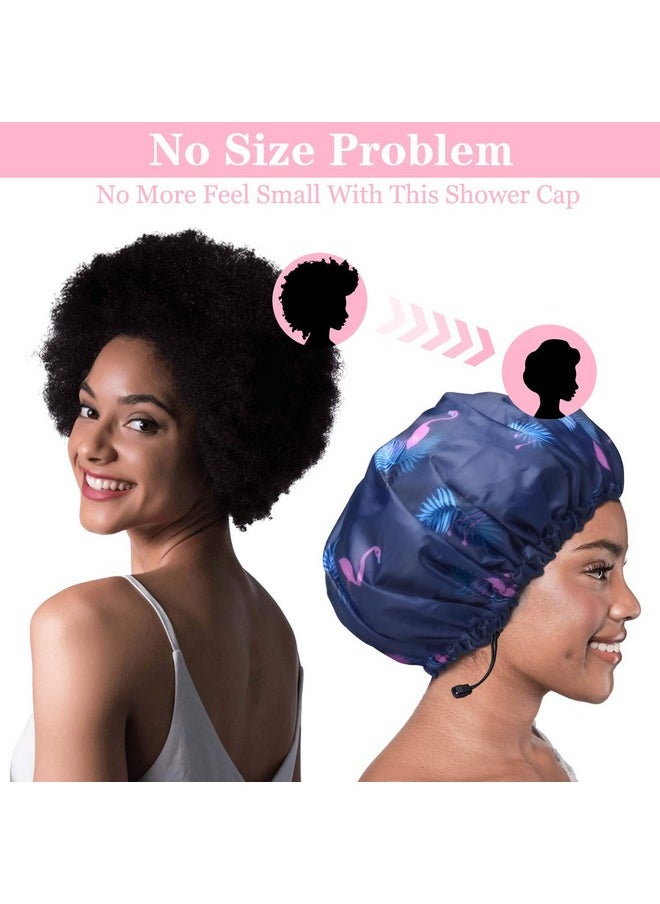 WINSTECK - 3 Pack Extra Large Double Layer Adjustable Shower Caps For Women, Waterproof Exterior & Eva Lining, Oversized Design For All Hair Lengths - Image 1