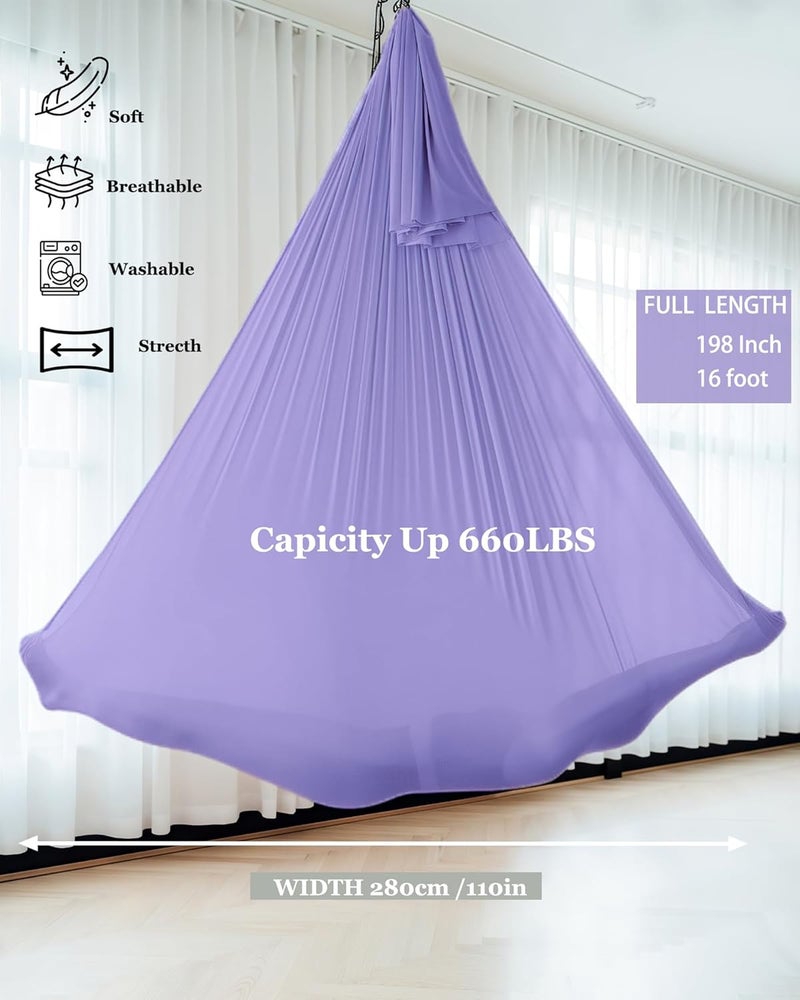 Flife Aerial Silk Yoga Hammock & Swing for yoga Inversion,Strength training,starter hardware kit - Image 2
