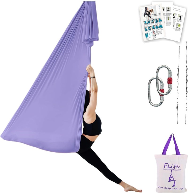 Flife Aerial Silk Yoga Hammock & Swing for yoga Inversion,Strength training,starter hardware kit - Image 1