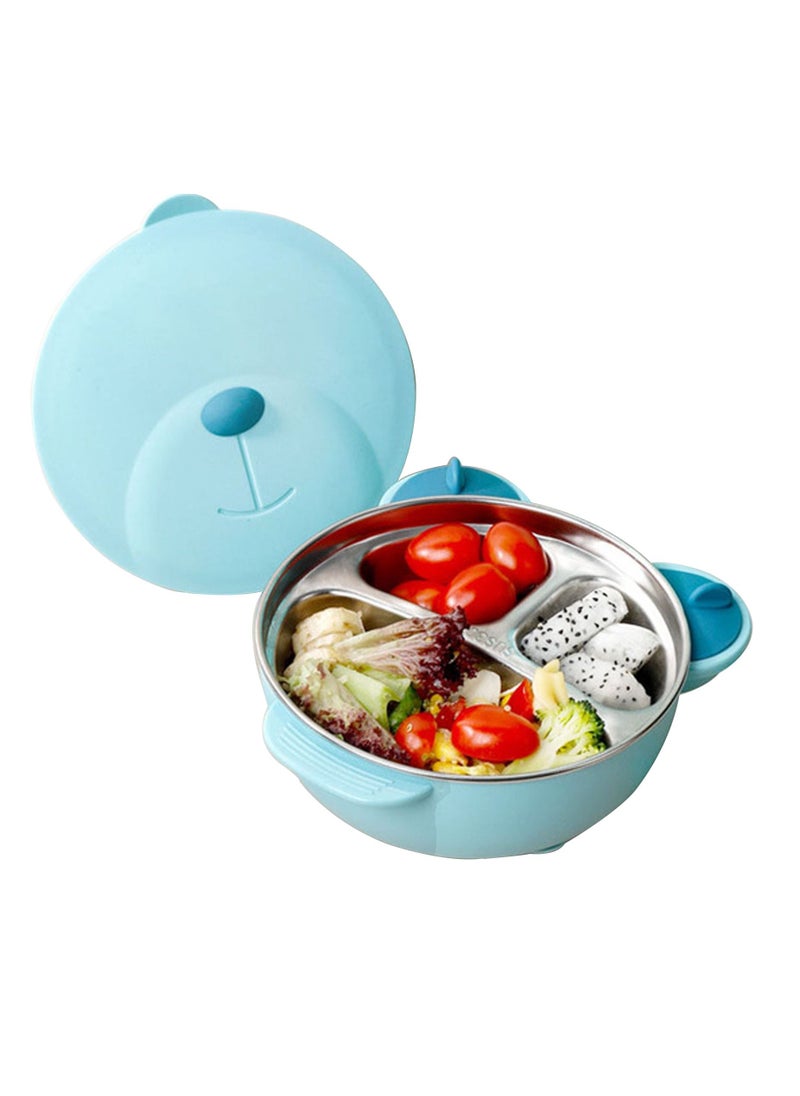 Swift - Kids Feeding Bowl with Cover Anti Scald Reusable Stainless Steel Insulated Dish for Toddler, Blue - Image 1
