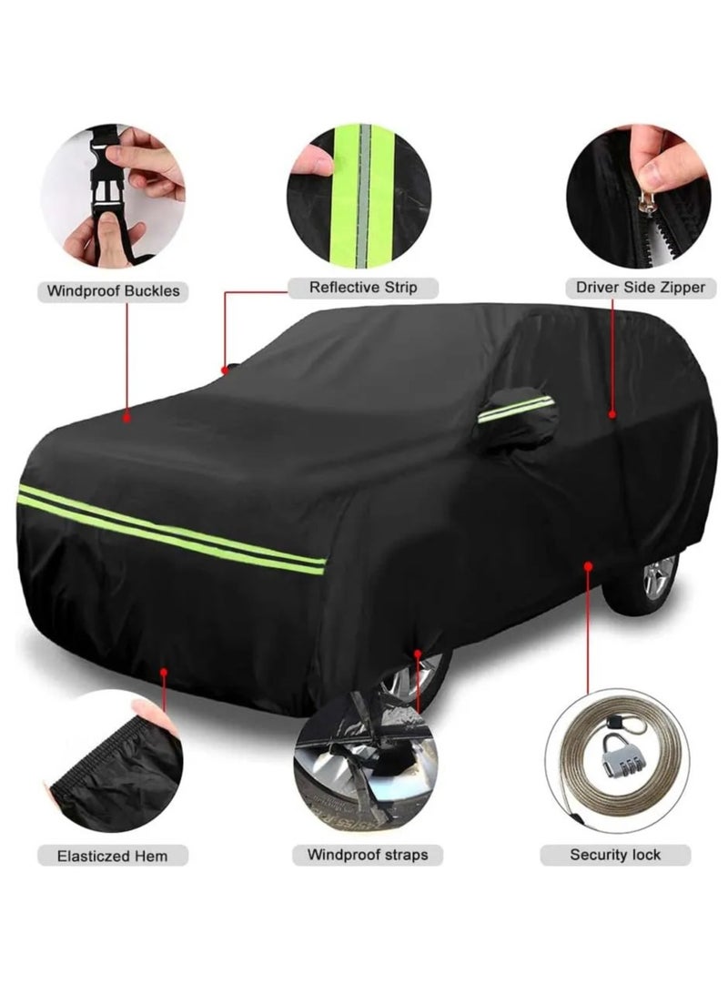 Zipporah All Weather Protection Car Cover for Toyota Prado (2008-2024), Waterproof Coating with Reflectors, Soft Interior Lint Layer and Zipper (Black) - Image 3