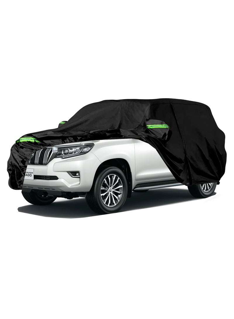 Zipporah All Weather Protection Car Cover for Toyota Prado (2008-2024), Waterproof Coating with Reflectors, Soft Interior Lint Layer and Zipper (Black) - Image 1