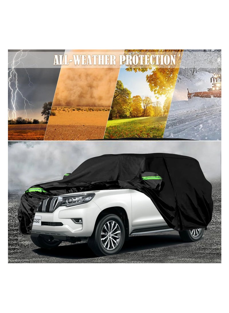 Zipporah All Weather Protection Car Cover for Toyota Prado (2008-2024), Waterproof Coating with Reflectors, Soft Interior Lint Layer and Zipper (Black) - Image 5