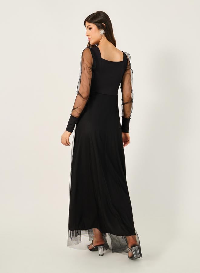 Styli Sheer Sleeve Maxi Dress - Image 5