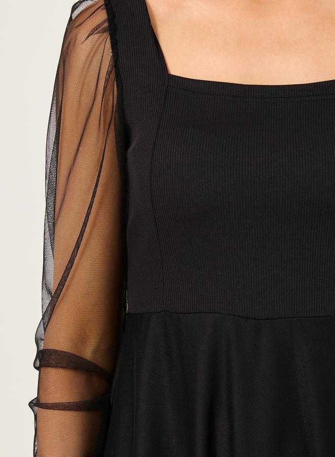 Styli Sheer Sleeve Maxi Dress - Image 4