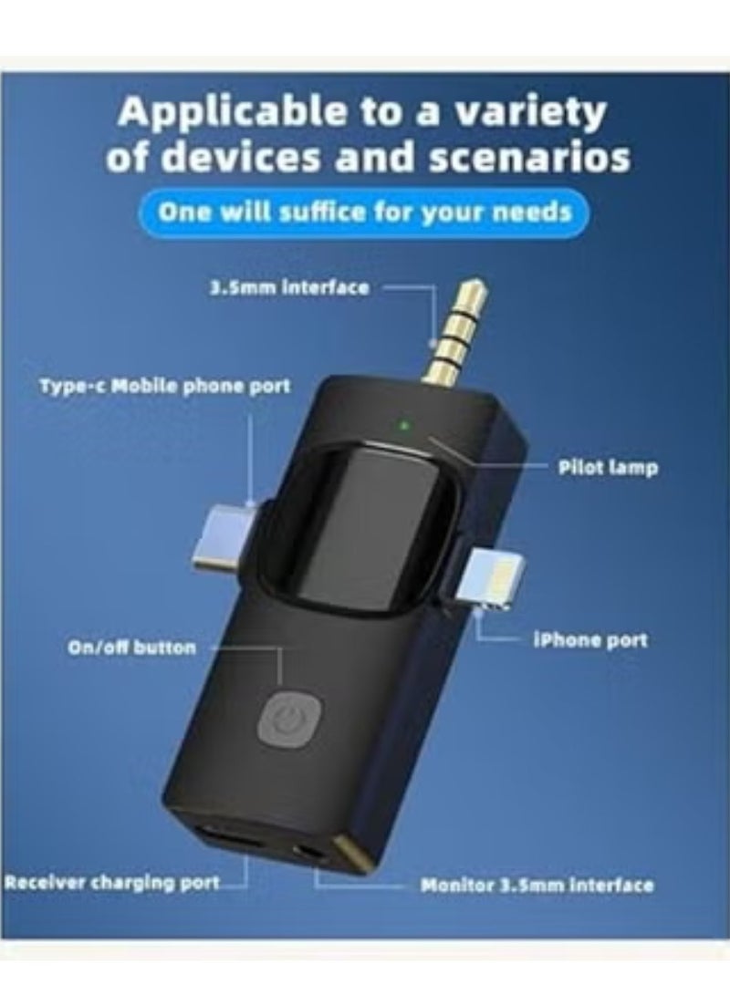 TIGER K15 Wireless 3-in-1 Dual Microphone – Wireless Microphone for Phones with 3.5mm & Type-C Connectors, Ideal for Recording, Interviews, Podcasts, and Vlogging - Image 3