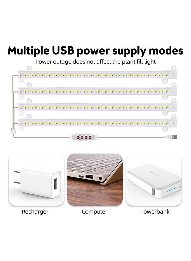 Generic LED Plant Grow Light Strips 6.2W 126LED 4000K 169.2lm Bright Grow Lamp with 8H/12H/16H Timer 5 Dimmable Brightness Growth Light for Green House Hydroponics Succulent 3 Bars  - Image 2
