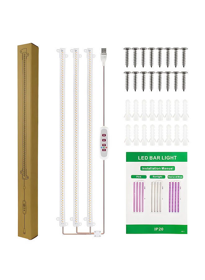 Generic LED Plant Grow Light Strips 6.2W 126LED 4000K 169.2lm Bright Grow Lamp with 8H/12H/16H Timer 5 Dimmable Brightness Growth Light for Green House Hydroponics Succulent 3 Bars  - Image 5