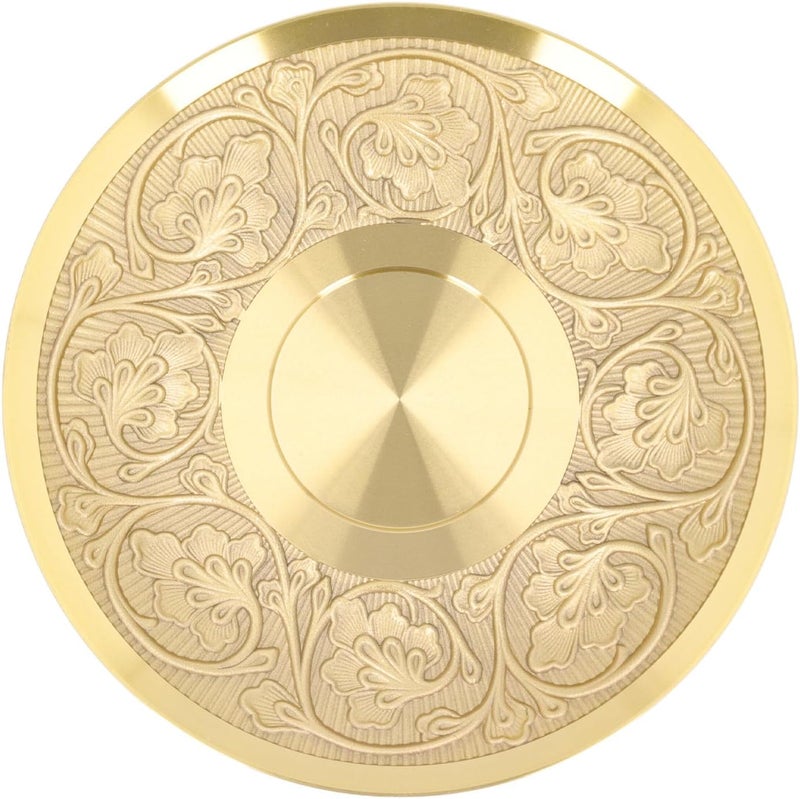 Brass Saucer Plate, Metal Coffee Cup Saucer with Floral Carving Design, Light Luxury Golden Saucer for Home Decor and Office Use, Thickened Insulating Brass Saucer - Image 1
