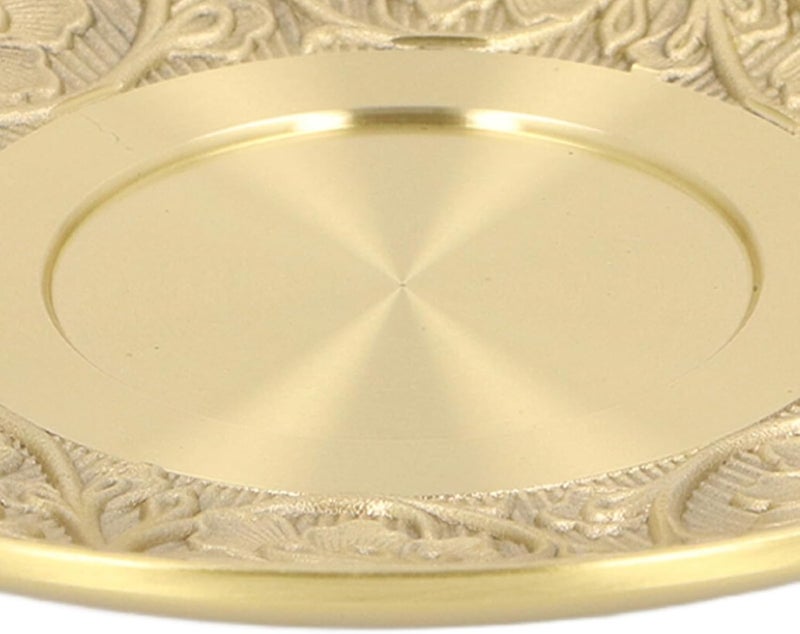 Brass Saucer Plate, Metal Coffee Cup Saucer with Floral Carving Design, Light Luxury Golden Saucer for Home Decor and Office Use, Thickened Insulating Brass Saucer - Image 2
