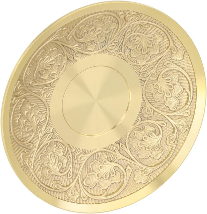 Brass Saucer Plate, Metal Coffee Cup Saucer with Floral Carving Design, Light Luxury Golden Saucer for Home Decor and Office Use, Thickened Insulating Brass Saucer - Image 5