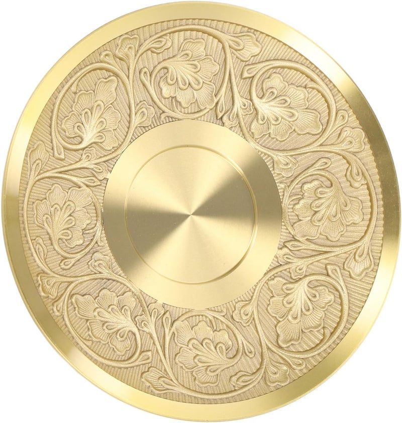 Brass Saucer Plate, Metal Coffee Cup Saucer with Floral Carving Design, Light Luxury Golden Saucer for Home Decor and Office Use, Thickened Insulating Brass Saucer - Image 3